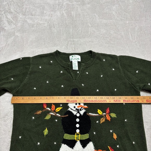 Vintage Quacker Factory Womens M Sweater Autumn Snowman Christmas Winter Holiday - Picture 5 of 8